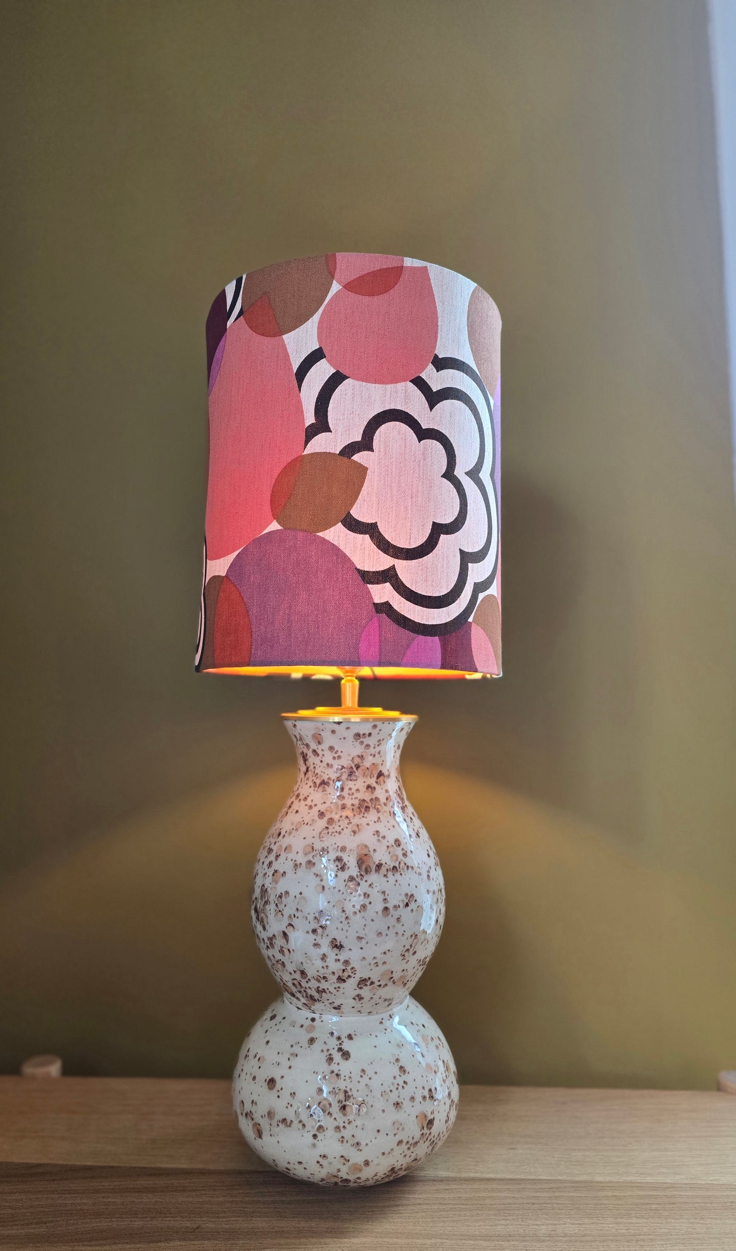 Lamp Suus retro wit/bruin groot