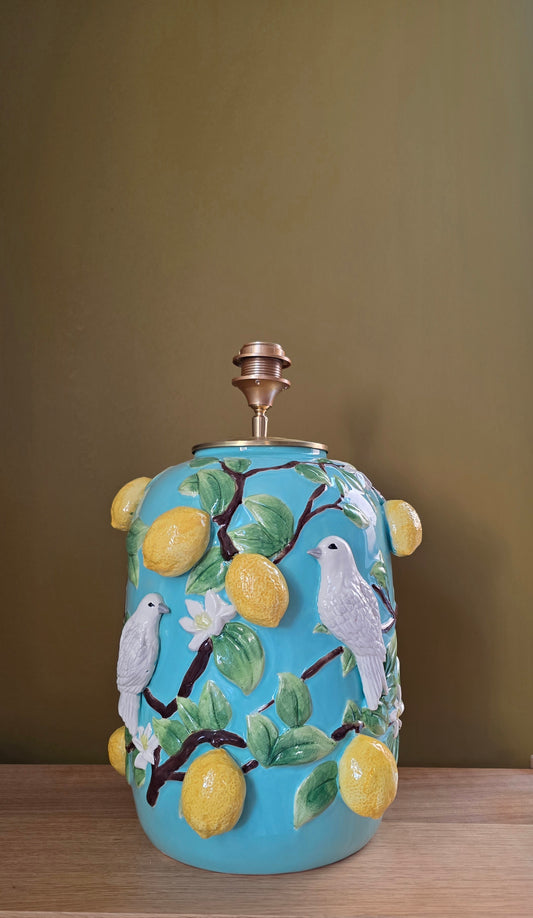 Lampenvoet blauw met vogels