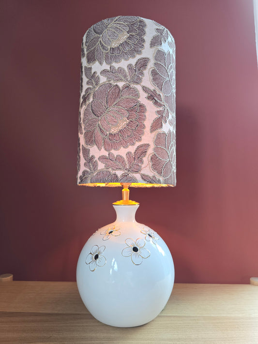Lamp Joy wit met handbeschilderde bloemetjes